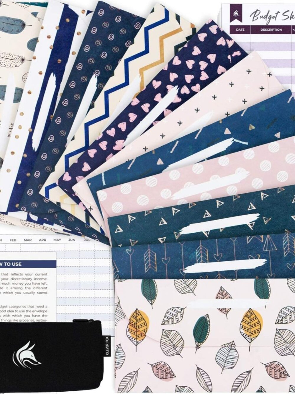 Cash Envelopes for Budgeting Money, 12 Pack System Chic